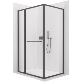 CERANO - Sprchový kout Versaro L/P - 6 mm - černá matná, transparentní sklo - 150x80 cm - křídlový
