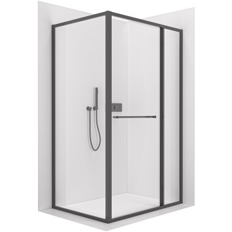 CERANO - Sprchový kout Versaro L/P - 6 mm - černá matná, transparentní sklo - 150x90 cm - křídlový