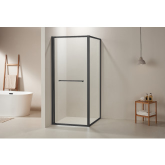 CERANO - Sprchový kout Versaro L/P - 6 mm - černá matná, transparentní sklo - 90x90 cm - křídlový