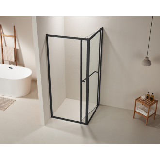 CERANO - Sprchový kout Versaro L/P - 6 mm - černá matná, transparentní sklo - 90x90 cm - křídlový