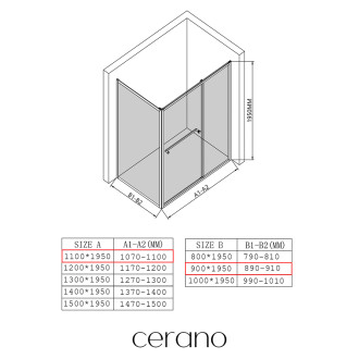 CERANO - Sprchový kout Versaro L/P - 6 mm - chrom, transparentní sklo - 110x90 cm - zasouvací