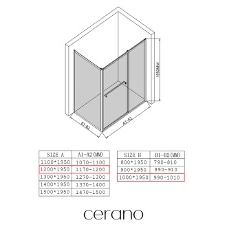 CERANO - Sprchový kout Versaro L/P - 6 mm - chrom, transparentní sklo - 120x100 cm - křídlový