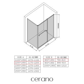 CERANO - Sprchový kout Versaro L/P - 6 mm - chrom, transparentní sklo - 120x80 cm - křídlový