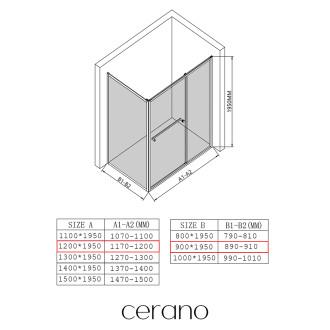 CERANO - Sprchový kout Versaro L/P - 6 mm - chrom, transparentní sklo - 120x90 cm - křídlový