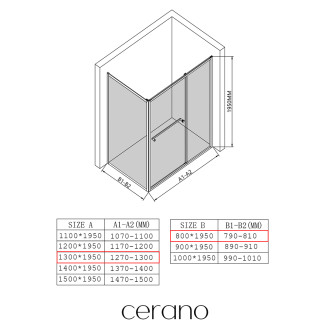 CERANO - Sprchový kout Versaro L/P - 6 mm - chrom, transparentní sklo - 130x80 cm - křídlový
