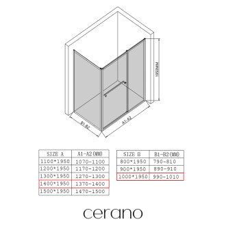 CERANO - Sprchový kout Versaro L/P - 6 mm - chrom, transparentní sklo - 140x100 cm - zasouvací