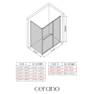 CERANO - Sprchový kout Versaro L/P - 6 mm - chrom, transparentní sklo - 140x90 cm - křídlový