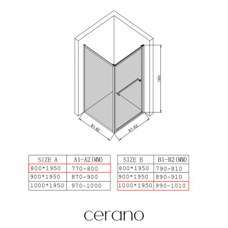 CERANO - Sprchový kout Versaro L/P - 6 mm - chrom, transparentní sklo - 80x100 cm - zasouvací