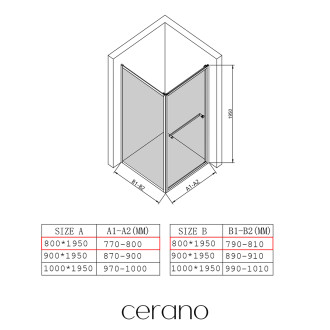 CERANO - Sprchový kout Versaro L/P - 6 mm - chrom, transparentní sklo - 80x80 cm - křídlový