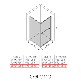 CERANO - Sprchový kout Versaro L/P - 6 mm - chrom, transparentní sklo - 90x90 cm - křídlový