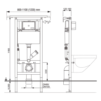 WC modul pro suchou instalaci, pro sádrokarton (instalace do jádra)