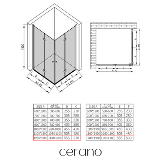 CERANO - Sprchový kout Volpe Duo L/P - 6 mm - chrom, transparentní sklo - 120x110x190 cm - zalamovací