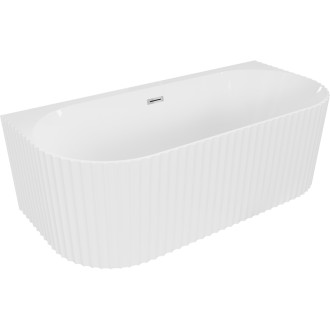 Volně stojící závěsná vana Mexen Sella s drážkovaným přepadem 150 x 75 cm, lesklá bílá, chromový přepad - 52711507500-01