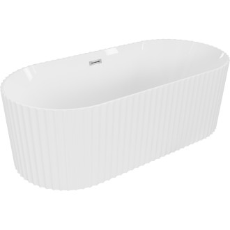 Volně stojící vana Mexen Paola s drážkovaným povrchem 150 x 75 cm, lesklá bílá, chromový přepad - 52721507500-01