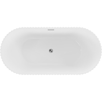 Volně stojící vana Mexen Paola s drážkovaným povrchem 150 x 75 cm, lesklá bílá, chromový přepad - 52721507500-01