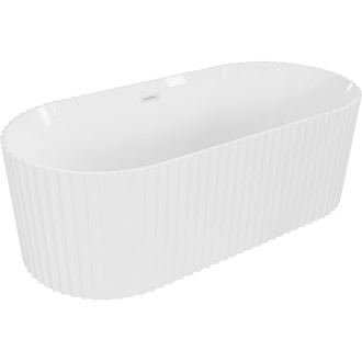 Volně stojící vana Mexen Paola s drážkovaným povrchem 150 x 75 cm, lesklá bílá, bílý přepad - 52721507500-20