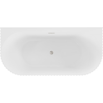 Volně stojící závěsná vana Mexen Sella s drážkovaným povrchem 150 x 75 cm, lesklá bílá, přepad kartáčovaný nikl - 52711507500-97