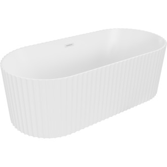 Volně stojící vana Mexen Paola s drážkovaným povrchem 150 x 75 cm, matná bílá, bílý přepad - 52721507501-20