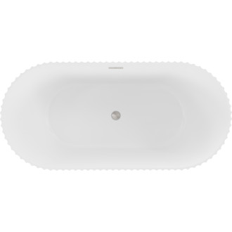 Volně stojící vana Mexen Paola s drážkovaným povrchem 150 x 75 cm, matná bílá, přepad kartáčovaný nikl - 52721507501-97