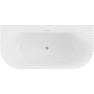 Volně stojící závěsná vana Mexen Sella s drážkovaným povrchem 150 x 75 cm, matná bílá, přepad kartáčovaný nikl - 52711507501-97