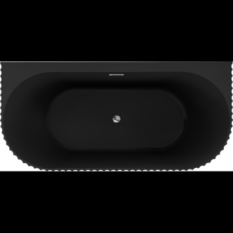 Volně stojící závěsná vana Mexen Sella s drážkovaným přepadem 150 x 75 cm, matná černá, chromový přepad - 52711507571-01