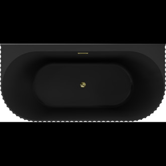 Volně stojící závěsná vana Mexen Sella s drážkovaným přepadem 150 x 75 cm, matná černá, zlatý přepad - 52711507571-50