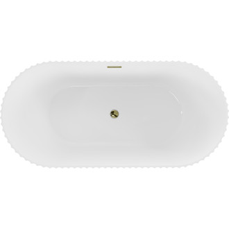 Volně stojící vana Mexen Paola s drážkovaným povrchem 170 x 80 cm, lesklá bílá, zlatý přepad - 52721708000-50