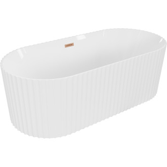Volně stojící vana Mexen Paola s drážkovaným povrchem 170 x 80 cm, lesklá bílá, přepad z kartáčované mědi - 52721708000-65