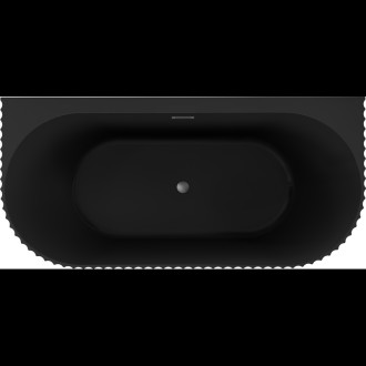 Volně stojící závěsná vana Mexen Sella s drážkovaným povrchem 150 x 75 cm, matná černá, přepad v barvě gun metal - 52711507571-95