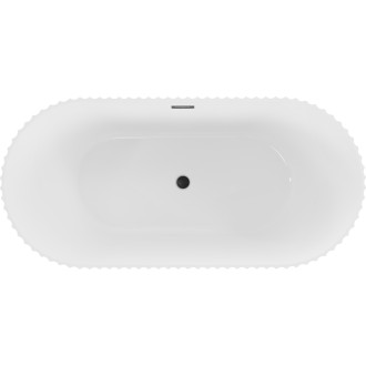 Volně stojící vana Mexen Paola s drážkovaným povrchem 170 x 80 cm, lesklá bílá, černý přepad - 52721708000-70