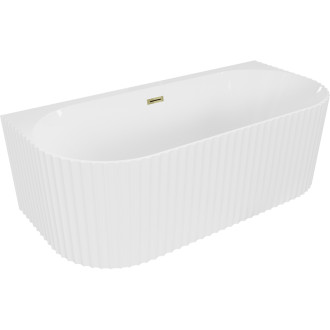 Volně stojící závěsná vana Mexen Sella s drážkovaným přepadem 170 x 80 cm, lesklá bílá, zlatý přepad - 52711708000-50