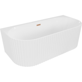 Volně stojící závěsná vana Mexen Sella s drážkovaným povrchem 170 x 80 cm, lesklá bílá, přepad z kartáčované mědi - 52711708000-65