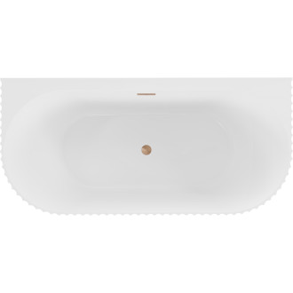 Volně stojící závěsná vana Mexen Sella s drážkovaným povrchem 170 x 80 cm, lesklá bílá, přepad z kartáčované mědi - 52711708000-65