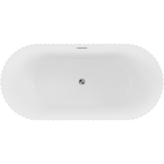 Volně stojící vana Mexen Paola s drážkovaným přepadem 170 x 80 cm, matná bílá, chromový přepad - 52721708001-01