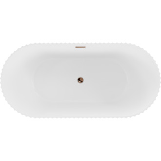 Volně stojící vana Mexen Paola s drážkovaným povrchem 170 x 80 cm, matná bílá, růžovo-zlatý přepad - 52721708001-60