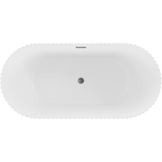 Volně stojící vana Mexen Paola s drážkovaným povrchem 170 x 80 cm, matná bílá, přepad v barvě gun metal - 52721708001-95