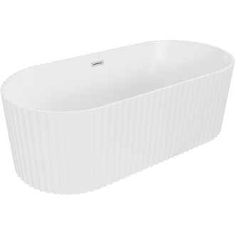 Volně stojící vana Mexen Paola s drážkovaným povrchem 170 x 80 cm, matná bílá, přepad kartáčovaný nikl - 52721708001-97