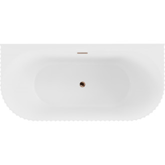 Volně stojící závěsná vana Mexen Sella s drážkovaným povrchem 170 x 80 cm, matná bílá, růžovo-zlatý přepad - 52711708001-60