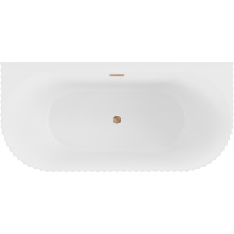 Volně stojící závěsná vana Mexen Sella s drážkovaným přepadem 170 x 80 cm, matná bílá, přepad z kartáčované mědi - 52711708001-65