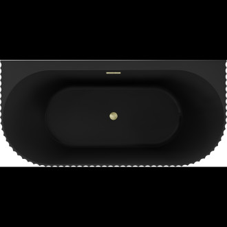 Volně stojící závěsná vana Mexen Sella s drážkovaným přepadem 170 x 80 cm, matná černá, přepad kartáčovaný zlatý - 52711708071-55