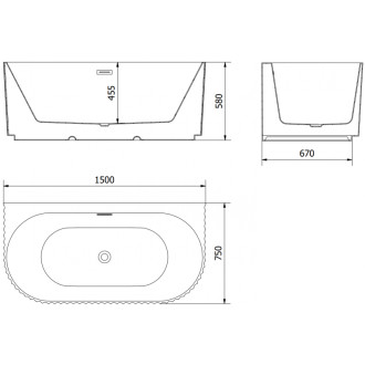 Volně stojící závěsná vana Mexen Sella s drážkovaným povrchem 170 x 80 cm, matná černá, přepad růžové zlato - 52711708071-60