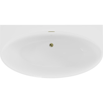 Volně stojící závěsná vana Mexen Bruna 150 x 82 cm, lesklá bílá, zlatý přepad - 52731508200-50