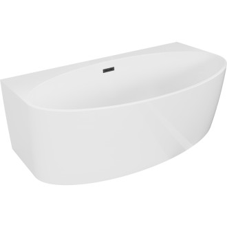 Volně stojící závěsná vana Mexen Bruna 150 x 82 cm, lesklá bílá, černý přepad - 52731508200-70
