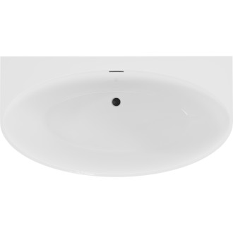 Volně stojící závěsná vana Mexen Bruna 150 x 82 cm, lesklá bílá, černý přepad - 52731508200-70