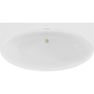Volně stojící závěsná vana Mexen Bruna 170 x 88 cm, lesklá bílá, přepad kartáčovaný zlatý - 52731708800-55