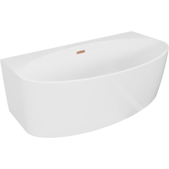 Volně stojící závěsná vana Mexen Bruna 170 x 88 cm, lesklá bílá, přepad z kartáčované mědi - 52731708800-65