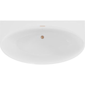 Volně stojící závěsná vana Mexen Bruna 170 x 88 cm, lesklá bílá, přepad z kartáčované mědi - 52731708800-65