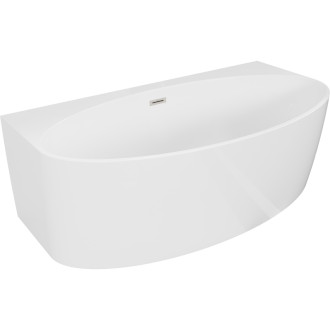 Volně stojící závěsná vana Mexen Bruna 170 x 88 cm, lesklá bílá, přepad kartáčovaný nikl - 52731708800-97