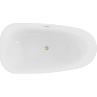 Volně stojící vana Mexen Giada 170 x 90 cm, lesklá bílá, přepad kartáčovaný zlatý - 52741709000-55