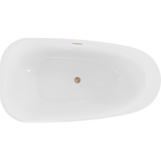 Volně stojící vana Mexen Giada 170 x 90 cm, lesklá bílá, přepad z kartáčované mědi - 52741709000-65